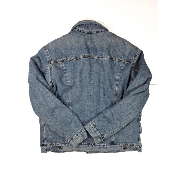 Levi's Relaxed Fit Light Wash Denim/Faux-Sherpa Lined Trucker Jacket Mens Size L - Picture 3 of 9